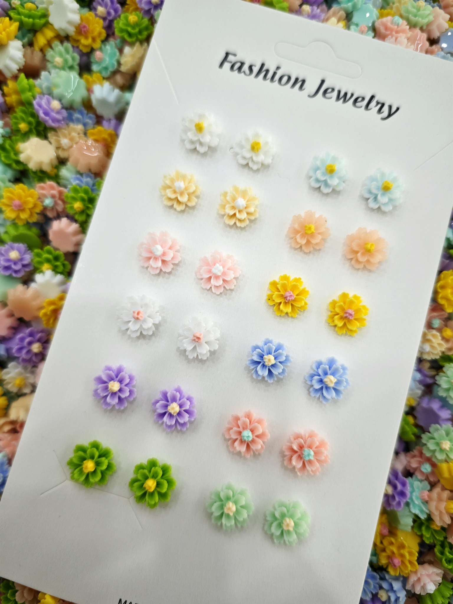 12mm树脂花网红多彩夜光芙蓉花#混色树脂花#饰品配件 树脂配件 手工DIY饰品 手链项链耳环材料包详情图3