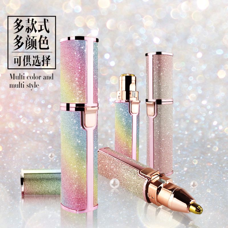 New women's lipstick hair remover USB charging mini electric eyebrow trimmer 2-in-1 facial hair removal device Specification image