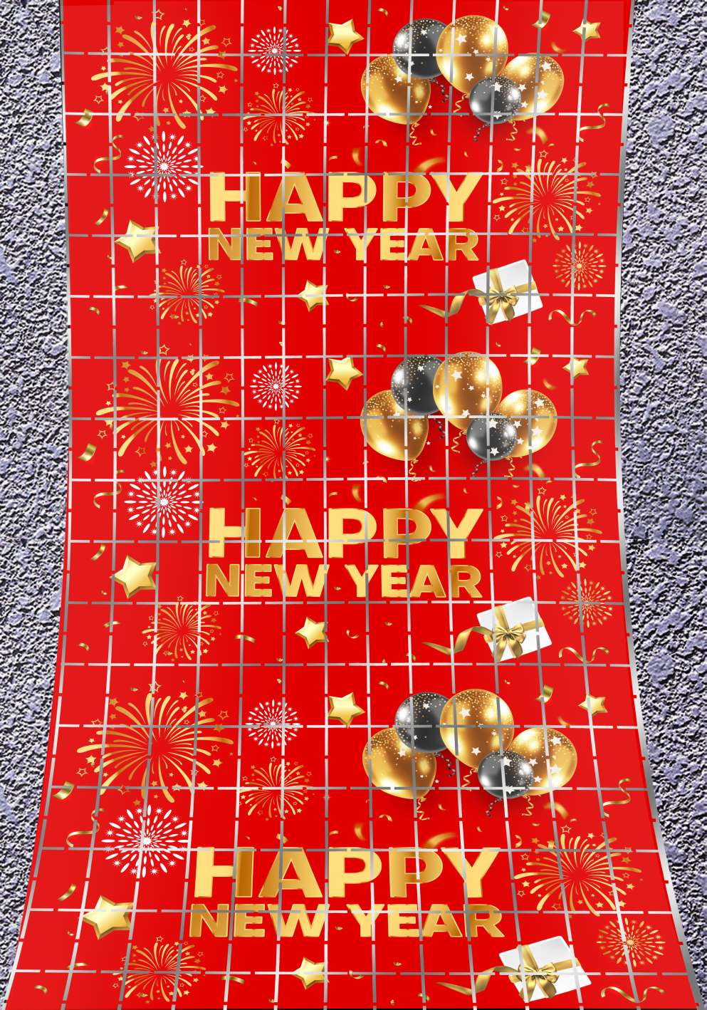 雨丝方块门帘，新年快乐款