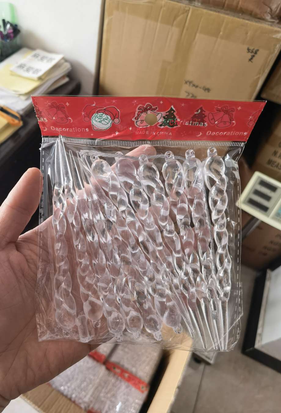 圣诞节文化办公用品 圣诞装饰品套装 圣诞配件节日气氛布置装饰品，亚克力冰条圣诞装饰品圣诞配件产品图