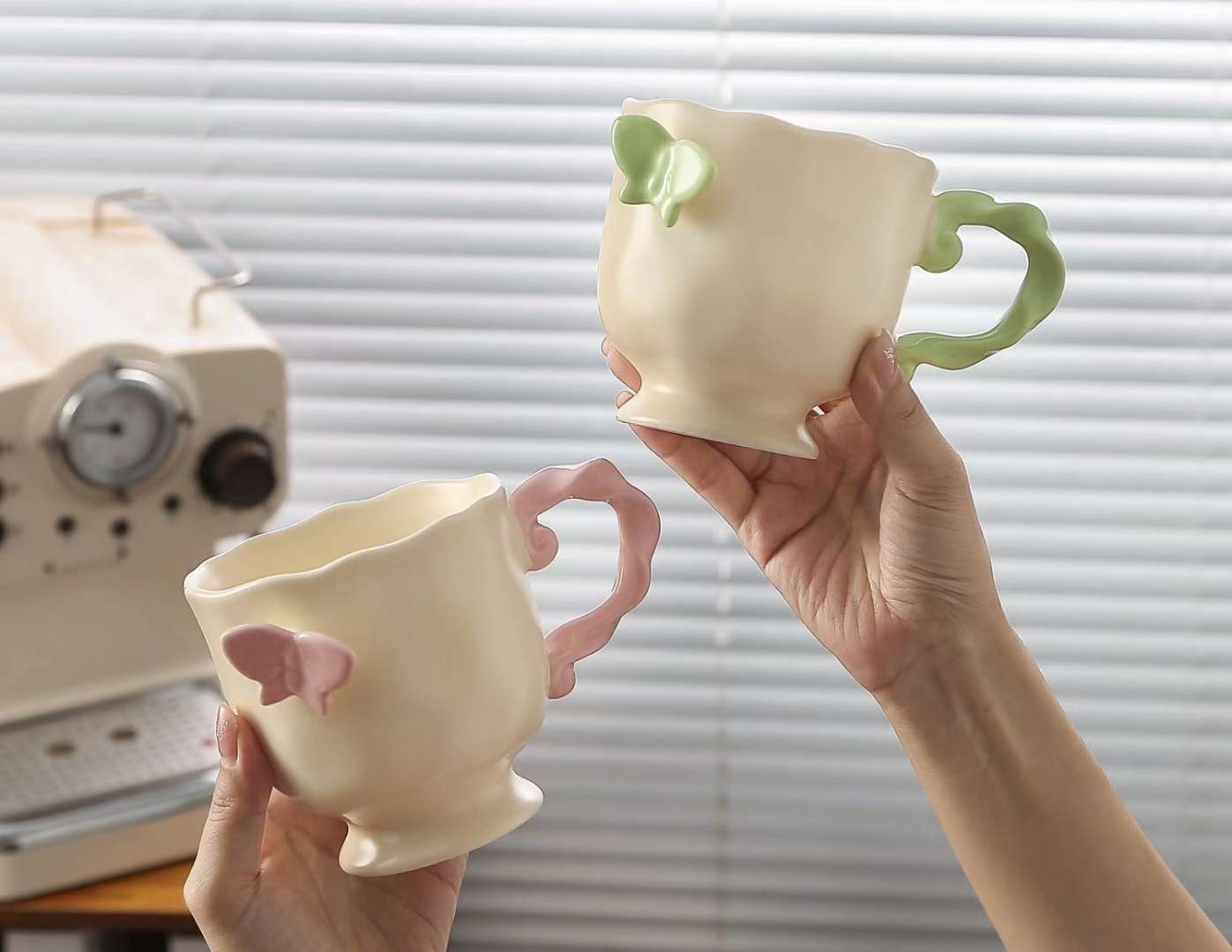 日用百货杯具马克杯 简约咖啡杯男女夏季款 陶瓷餐具套装炻瓷杯 生日礼品精选 蝴蝶详情图6