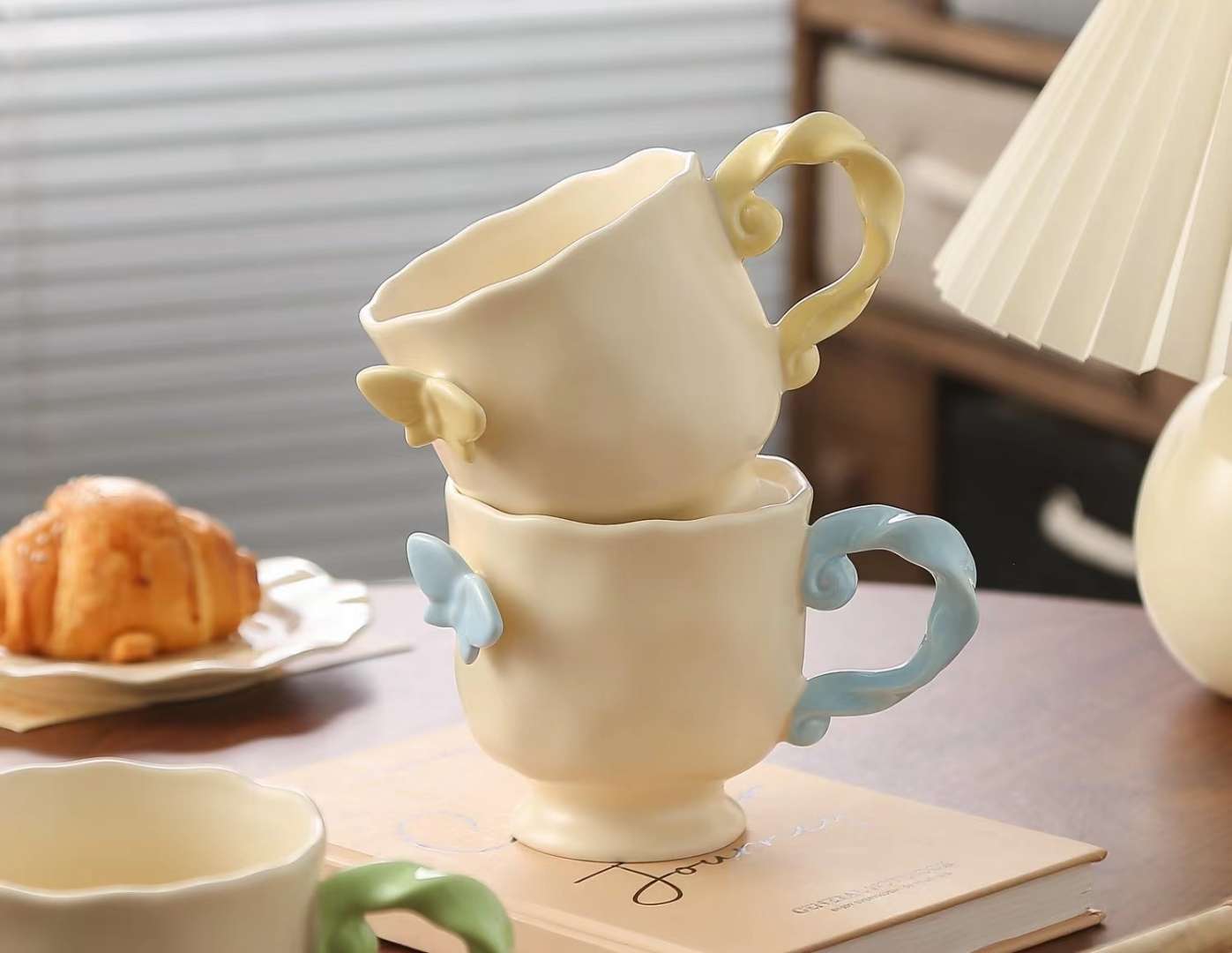 日用百货杯具马克杯 简约咖啡杯男女夏季款 陶瓷餐具套装炻瓷杯 生日礼品精选 蝴蝶详情图7