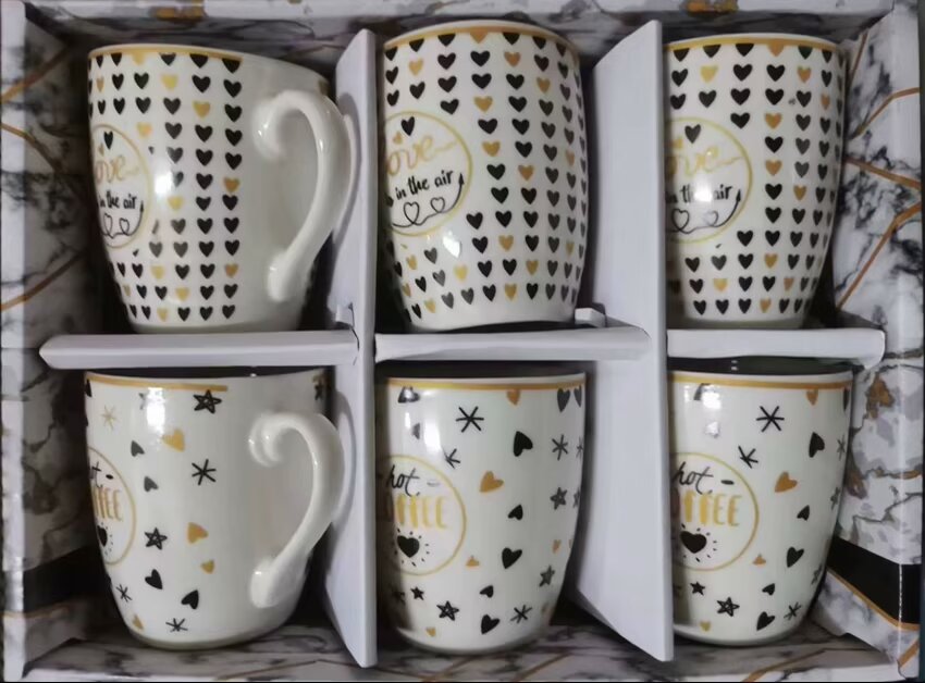 ستة أكواب قهوة تحتوي على ستة علب من البطاقات من طراز 6PCS تحتوي على تفاح صغير مع أكواب قهوة ملونة detail image 6