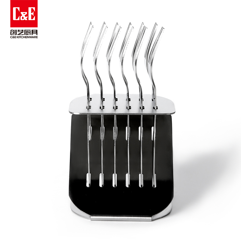 C&E创艺水果叉13件套不锈钢餐具带收纳架家用餐厅饭店详情4