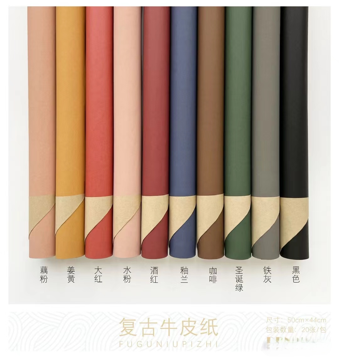 Retro two-color kraft paper flower packaging gift packaging details Picture