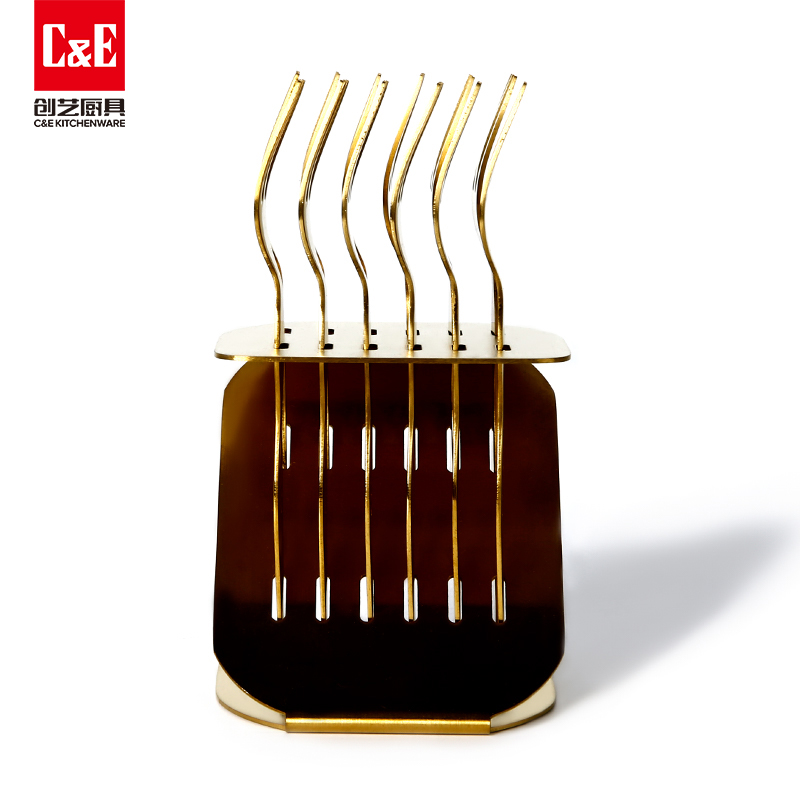 C&E创艺水果叉13件套不锈钢餐具带收纳架家用餐厅饭店详情3