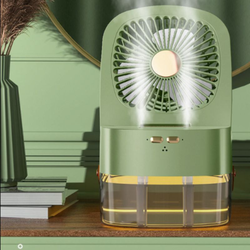 Cross-border spray folding humidifying small fan, household desktop fan, USB charging fan, water air conditioner Application Scenario