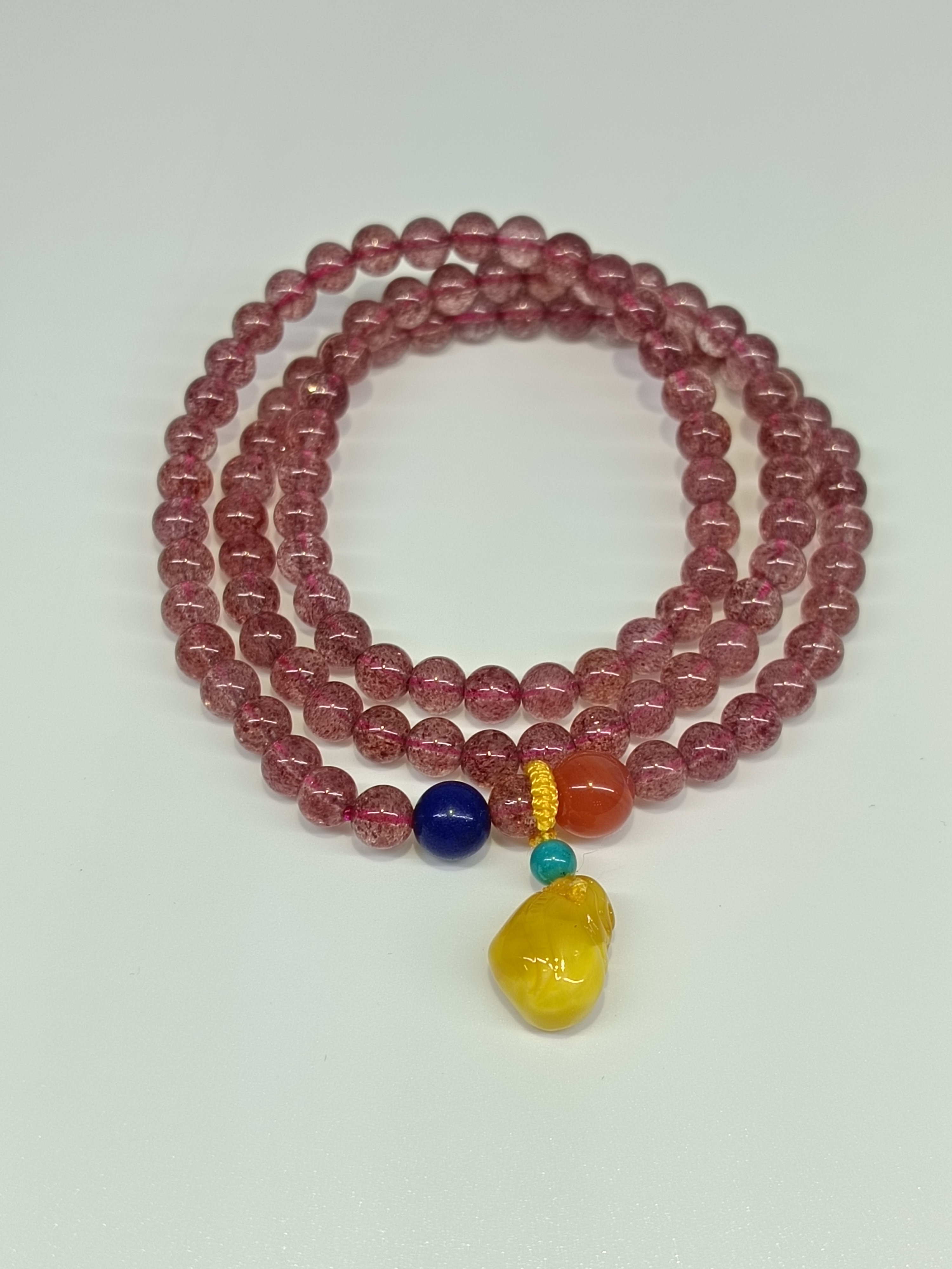 轩昂珠宝 巴西天然草莓水晶多绕手串  时尚天然单品  详情1