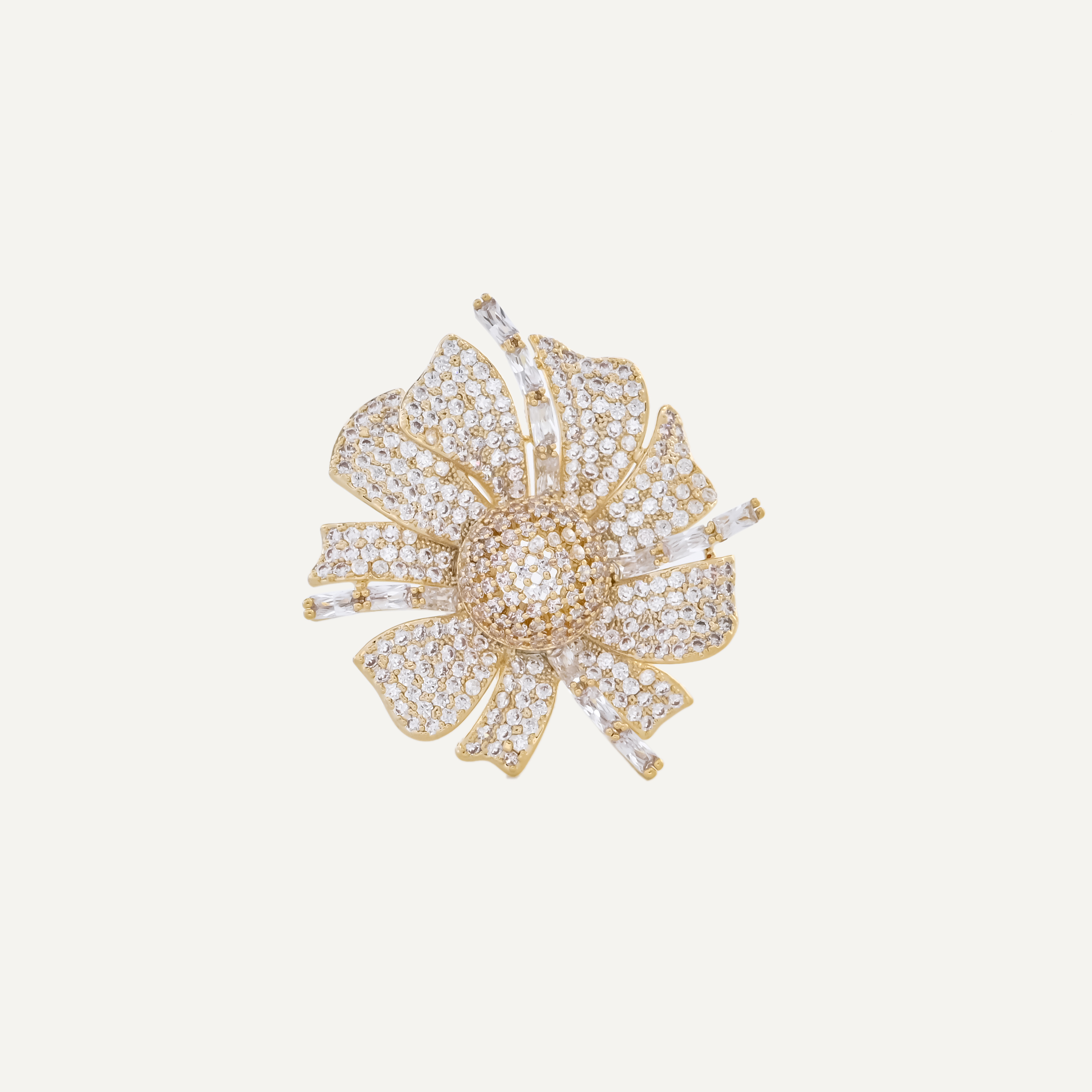 Xuhui brand copper-plated real gold and zircon inlaid fashion brooch with luxurious flower design, trendy women's accessory brooch details Picture