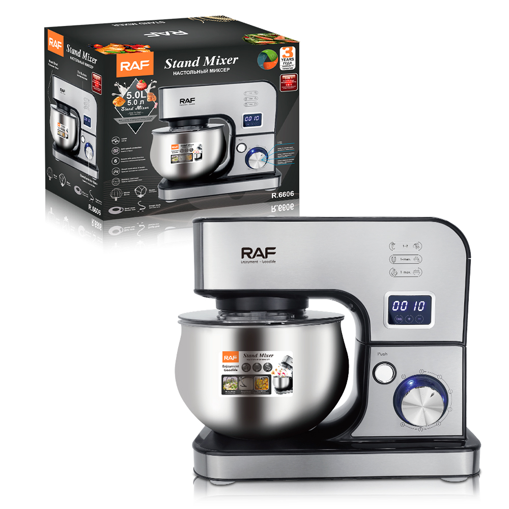 RAF European standard cross-border chef machine, dough mixer, fully automatic household small multi-functional egg whipping, dough kneading, cream R.6606 details Picture