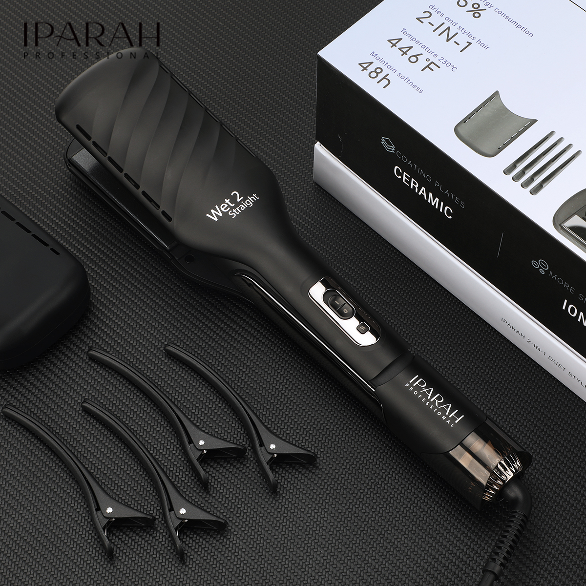 IPARAH Cross-border Household Hair Dryer and Straightening Two-in-one Negative ion Ceramic Protective power generation Clamp Straightening Rod P-100 Item Picture