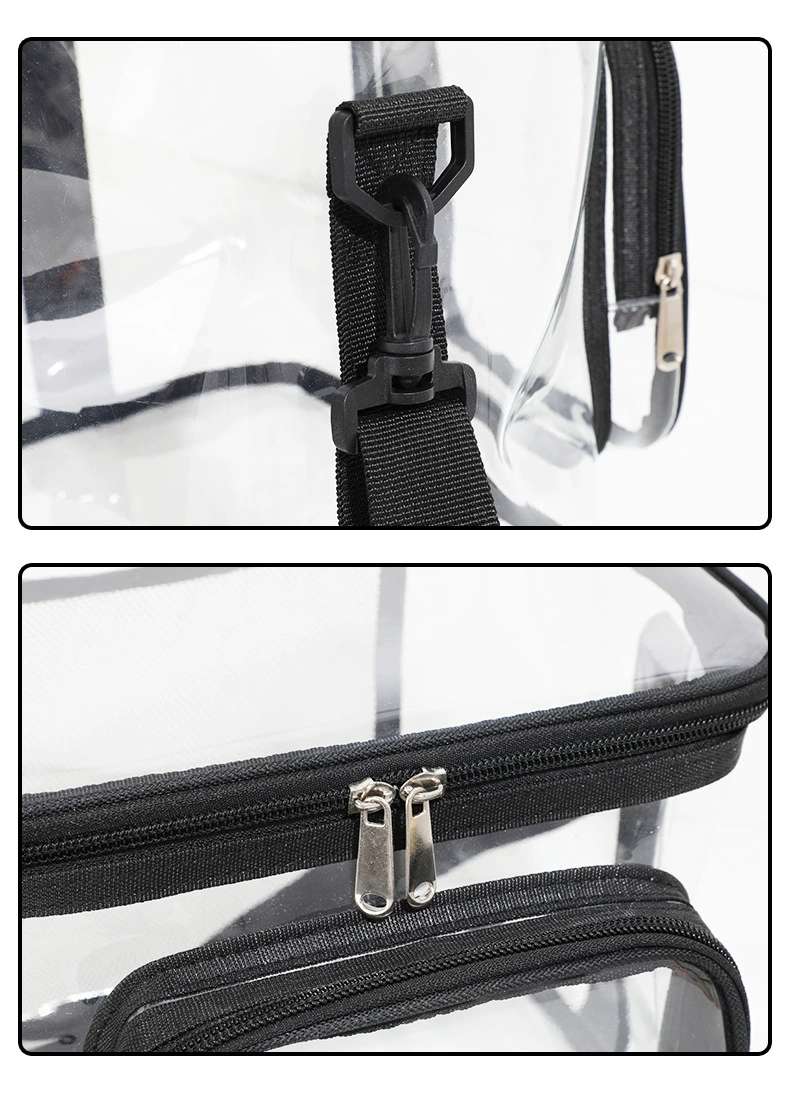 Cross-border transparent toiletry and storage bag, portable and crossbody bag, square PVC lunch bag for outdoor play and picnics with meals detail image 12