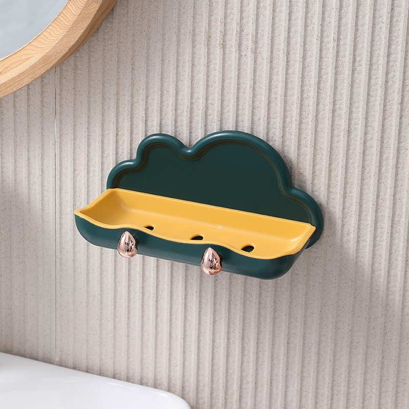 M73-2901 Multi-purpose Cloud Soap Box, wall-mounted bathroom soap box without punching holes, double-layer draining details Picture