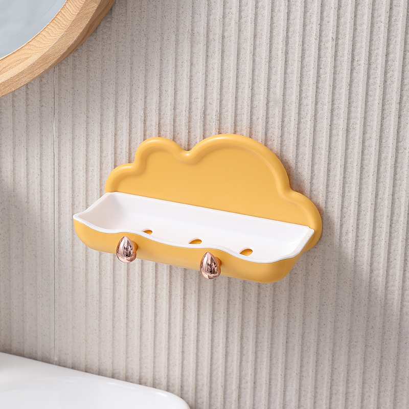 M73-2901 Multi-purpose Cloud Soap Box, wall-mounted bathroom soap box without punching holes, double-layer draining