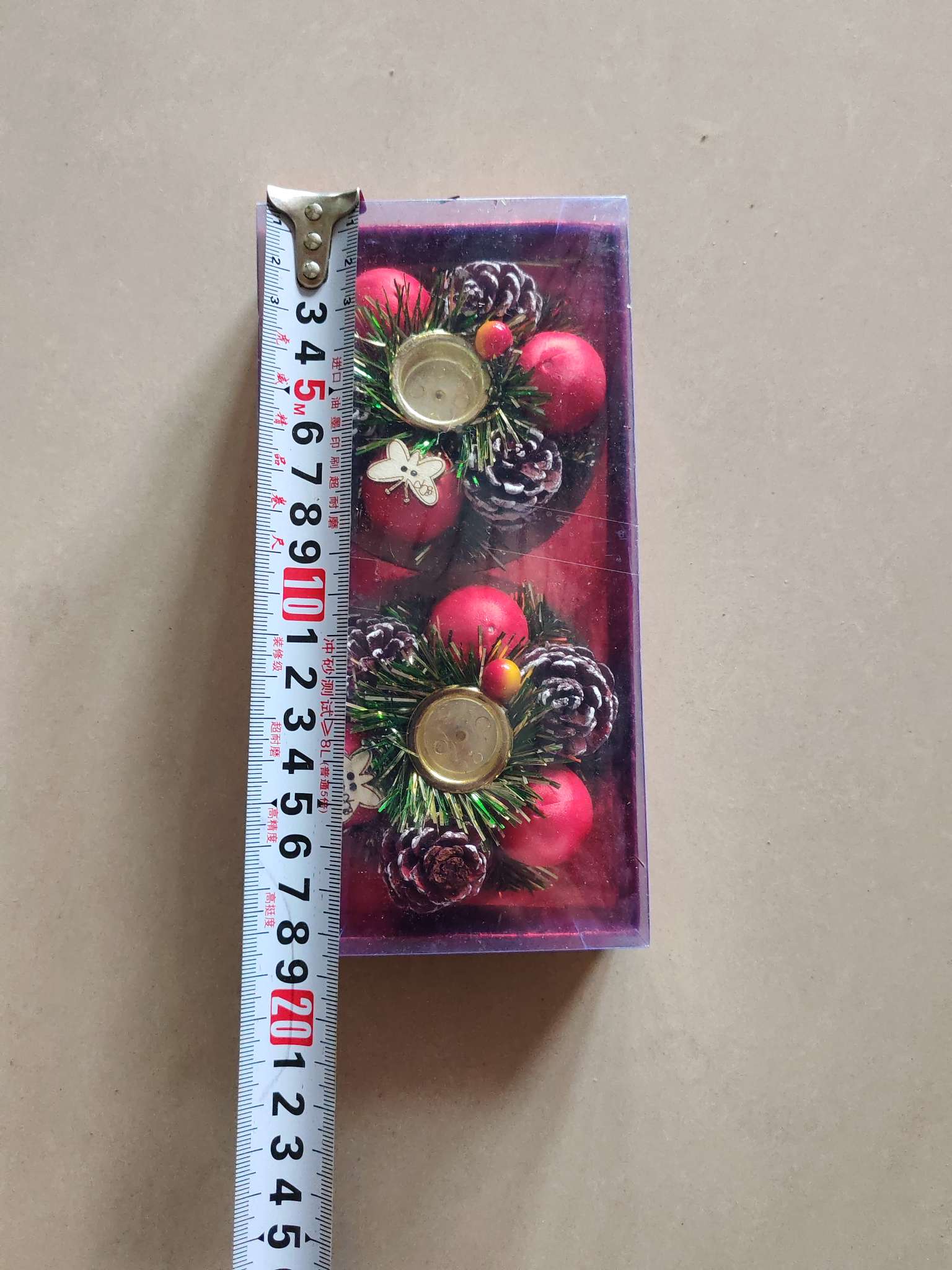 圣诞用品装饰品圣诞烛台场景装饰松果烛台丝球烛台新款时尚圣诞烛台产品图