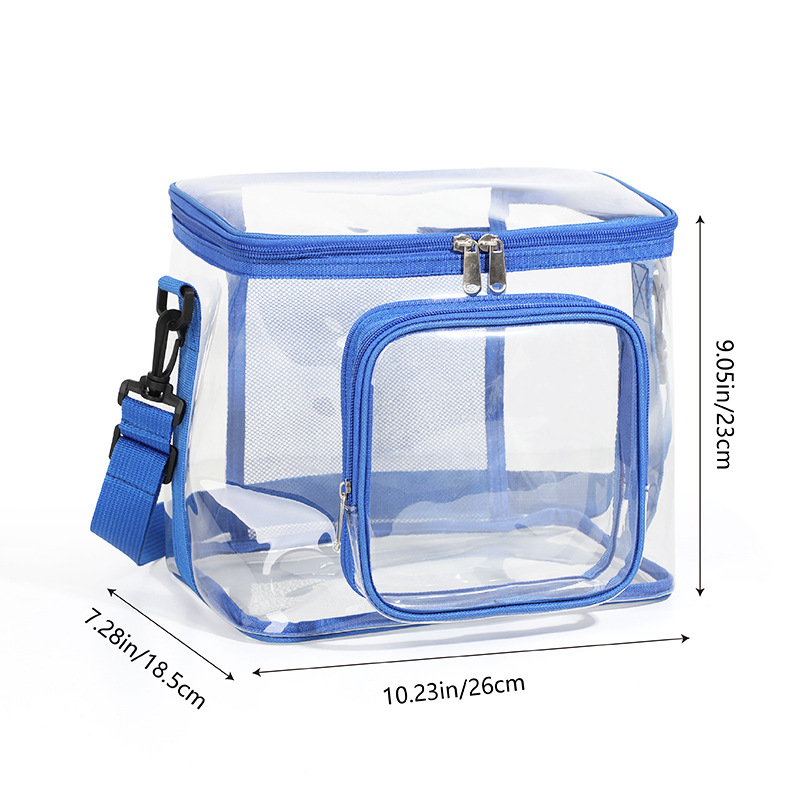 Cross-border transparent toiletry and storage bag, portable and crossbody bag, square PVC lunch bag for outdoor play and picnics with meals Application Scenario