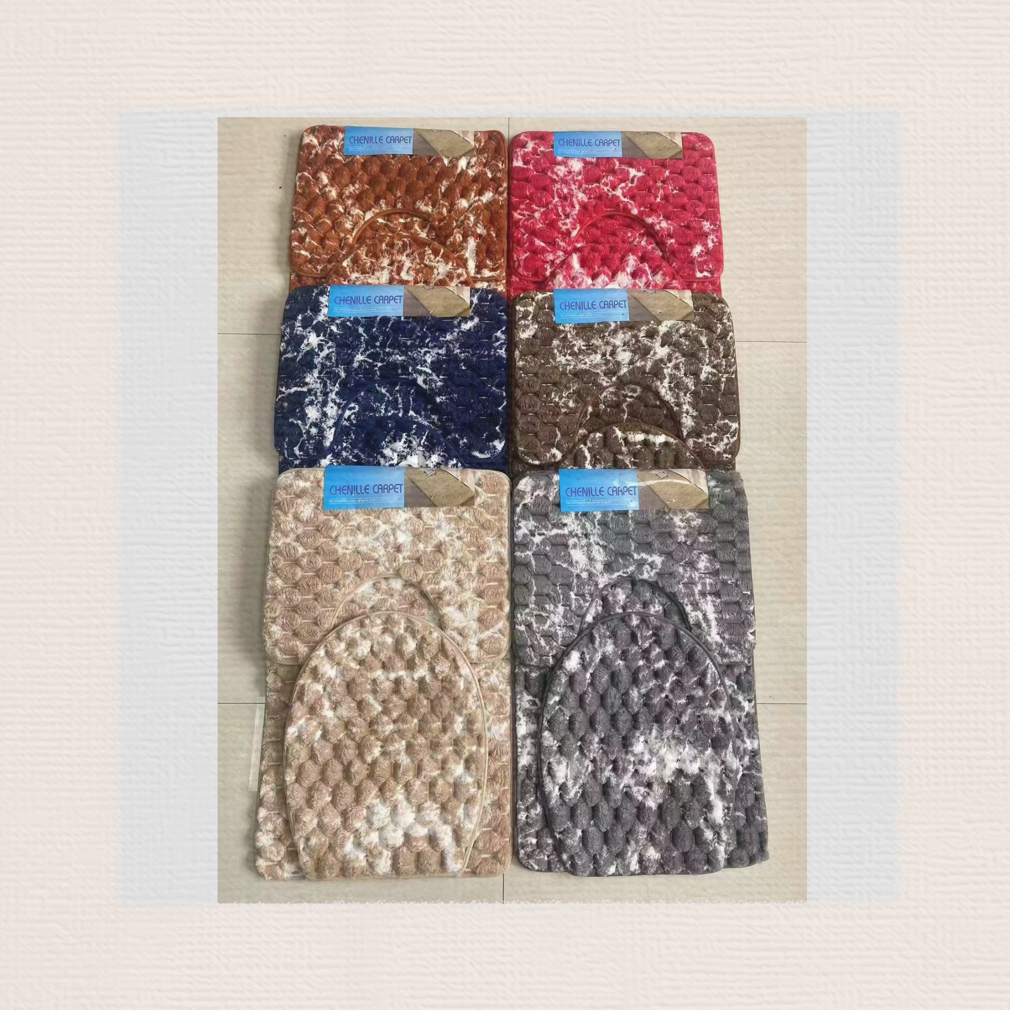 Golden turtle velvet marble pattern three-dimensional toilet 3-piece set, floor mat, anti-slip mat, foot mat, door mat, kitchen mat, bathroom mat, carpet. The new floor mat comes in multiple colors and can be mixed. The product quality is good details Picture