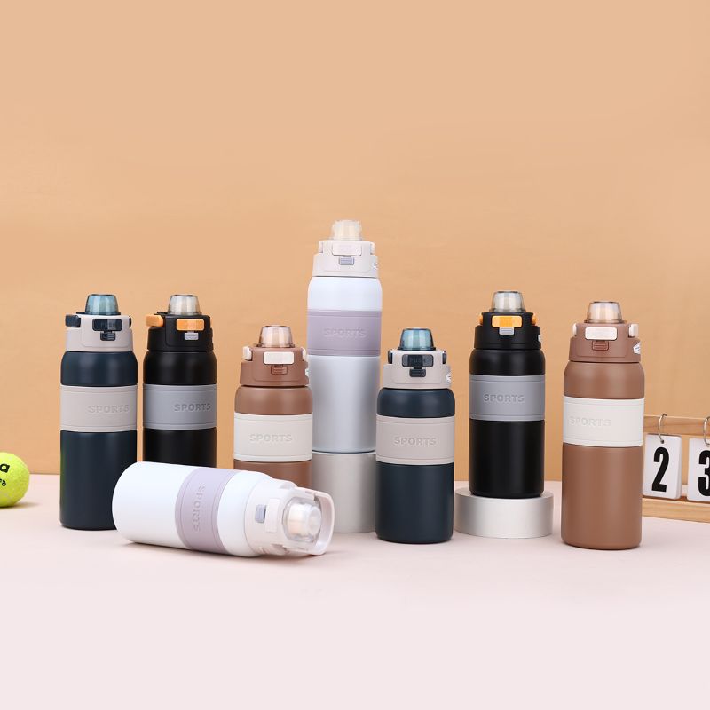 Stainless steel large-capacity sports water bottle, outdoor portable hand-held insulated cup, simple gift bouncy cup Specification image