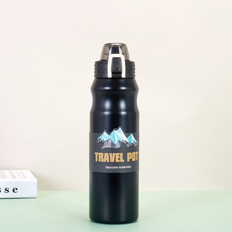 Stainless steel insulated cup, double-layer vacuum bouncing lid, direct drinking sports water bottle, outdoor portable handle cup Item Picture