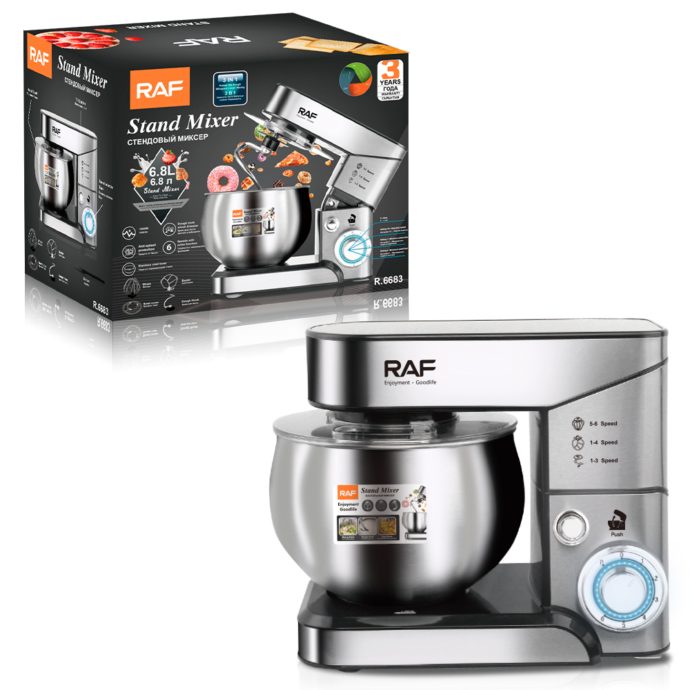 RAF European standard cross-border chef machine 6.8L dough mixer, fully automatic household small multi-functional egg whipping and dough kneading details Picture