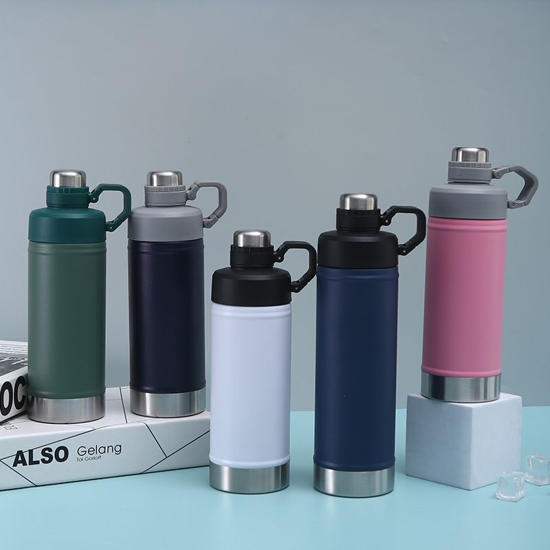 Stainless steel cold insulation sports water bottle, double-layer large-capacity insulated space cup