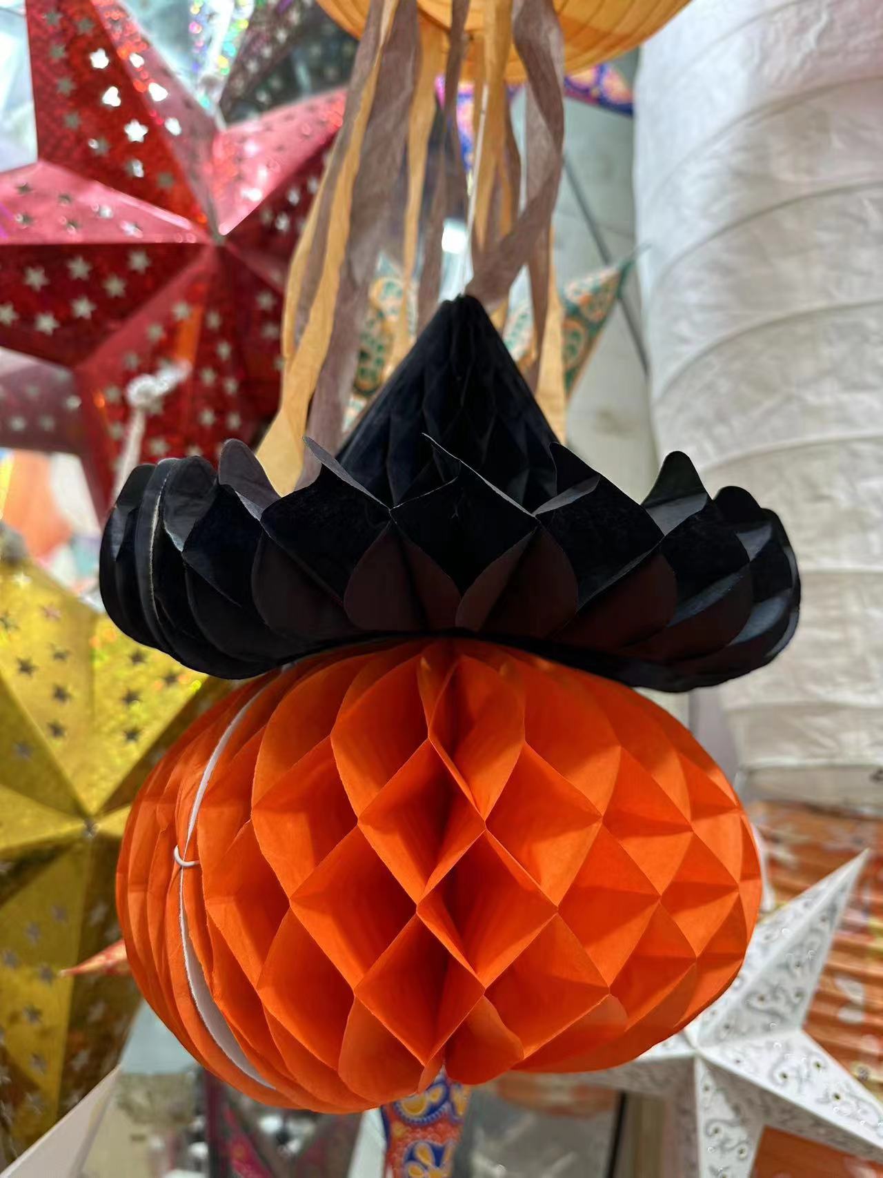 Halloween Honeycomb Ball Party, colorful paper flower balls, party scene decoration, hanging decorations, honeycomb balls details Picture