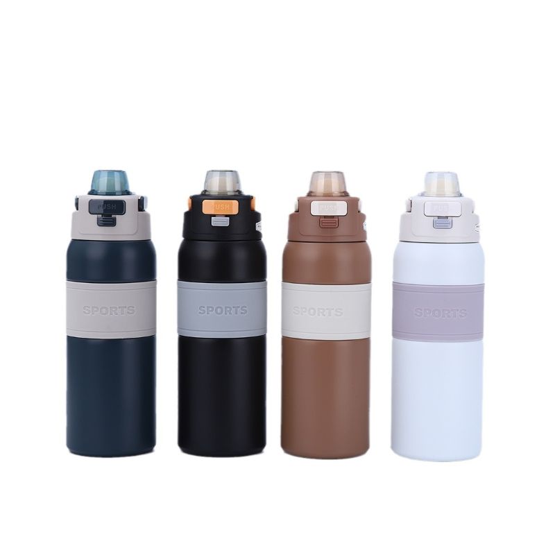Stainless steel large-capacity sports water bottle, outdoor portable hand-held insulated cup, simple gift bouncy cup Item Picture