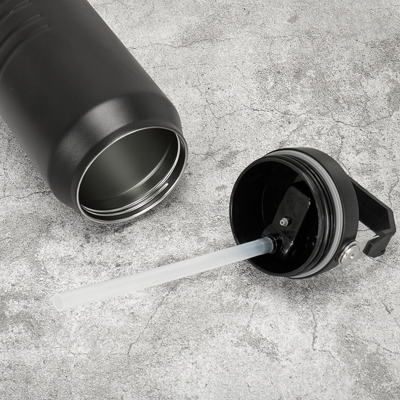 Large-capacity ice bucket, outdoor sports 304 stainless steel handle straw cup, portable vacuum car water bottle Specification image