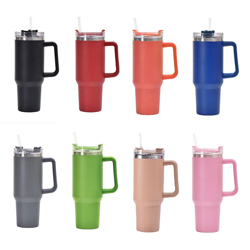A first-generation 40oz car cup with a straw, a portable vacuum stainless steel insulated cup for cold preservation and ice cream Item Picture