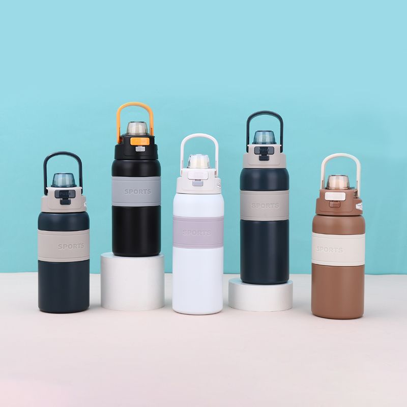 Stainless steel large-capacity sports water bottle, outdoor portable hand-held insulated cup, simple gift bouncy cup details Picture