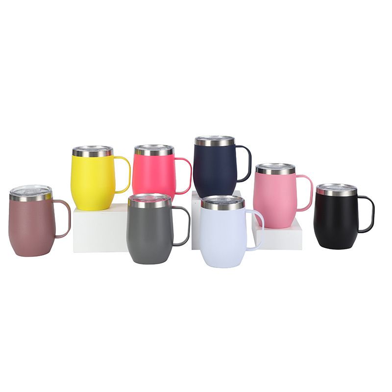 304 stainless steel large-bellied mug, portable office water cup with lid, double-layer heat-resistant insulated cup with handle details Picture