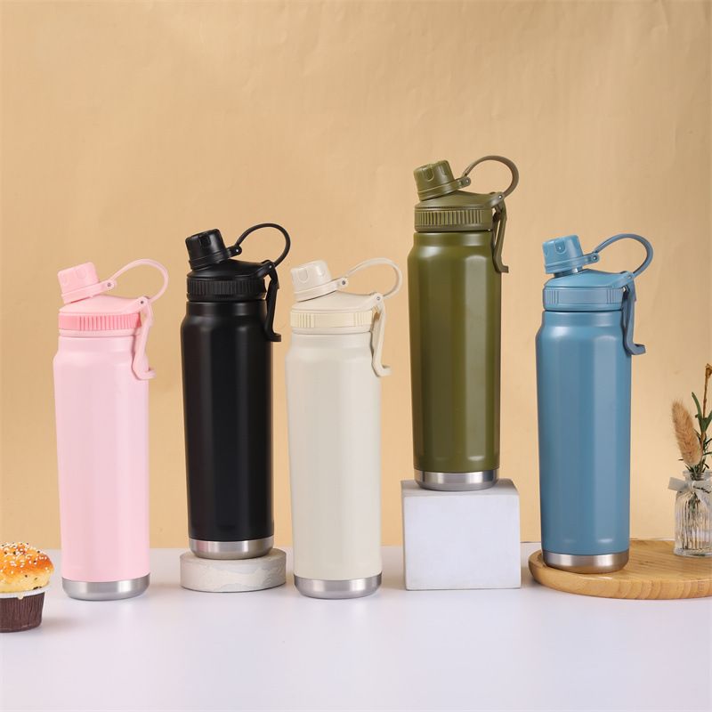 Stainless steel handle sports water bottle, car sports cycling water bottle, mountain climbing and travel water bottle