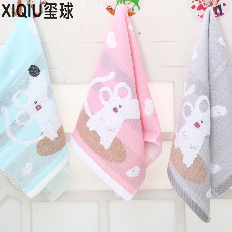Xiqiu Towel Manufacturer's cute mouse pattern gauze soft towel for children's face washing and bathing 2