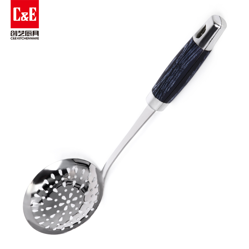 C&E Creative Kitchenware spatulas and spoons, stainless steel spatulas and spoons, rice and rice spoons, meat forks, pear wood grain handles, can be hung for portable storage of kitchenware for home use details Picture