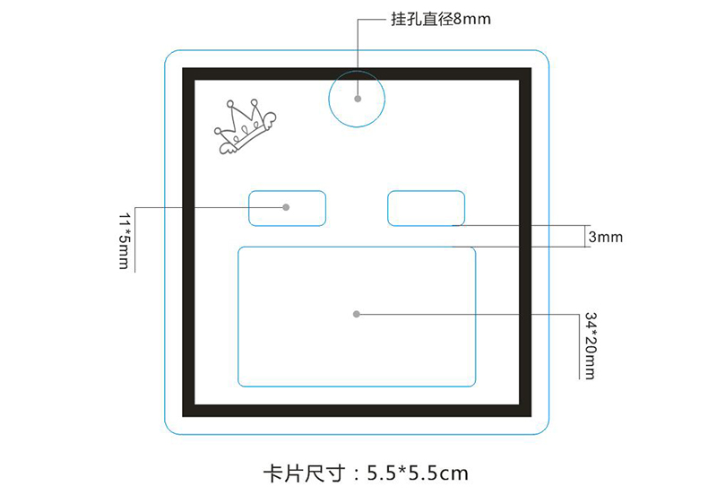 Factory direct sales of packaging accessories, ear clip hole cards, special white card, cardboard, Korean version universal paper card, 5.5*5cm, in stock, 100 pieces per purchase pic 1