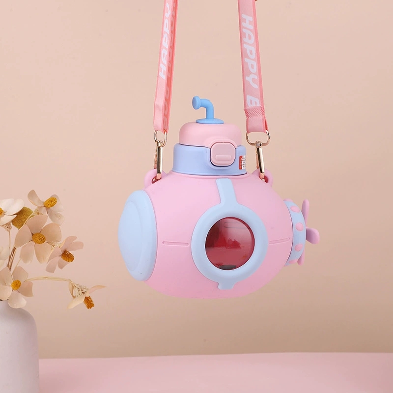 H185- Submarine Plastic Cup, Straw Cup, Cartoon Cute, anti-drop Plastic Cup, Large capacity for Boys and girls, Big Belly Cup, Big belly Cup Plastic Cup, Water cup detail image 4
