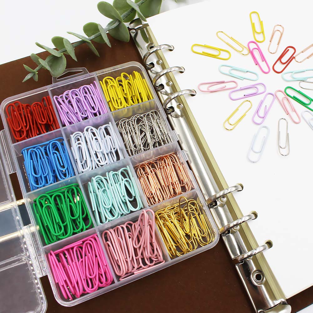 New 12-color 240-piece office paper fixed paper clip 28MMDIY financial storage paper clip set Specification image