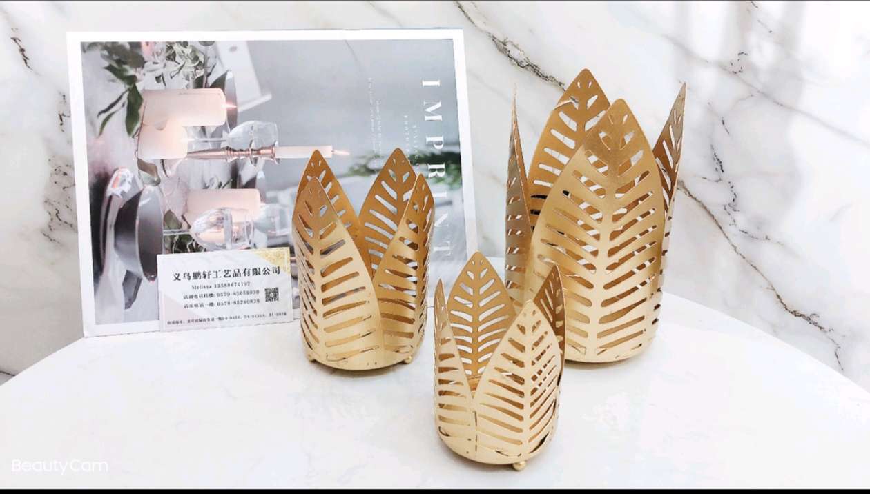 家居用品摆件金属工艺品礼品精致 铁艺烛台白底实物图