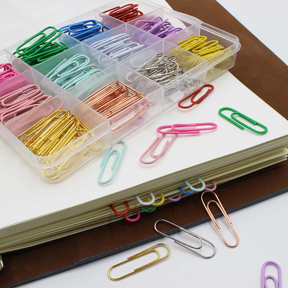 New 12-color 240-piece office paper fixed paper clip 28MMDIY financial storage paper clip set Application Scenario