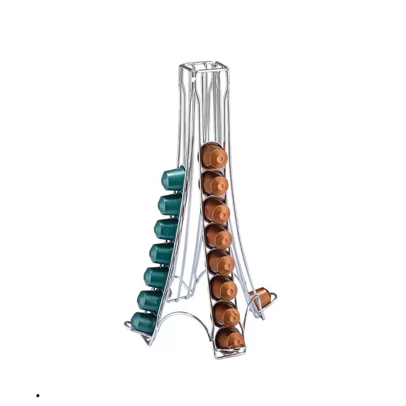 胶囊咖啡收纳架立式金属款存储架纯色32粒埃菲尔铁塔型置物架详情图2