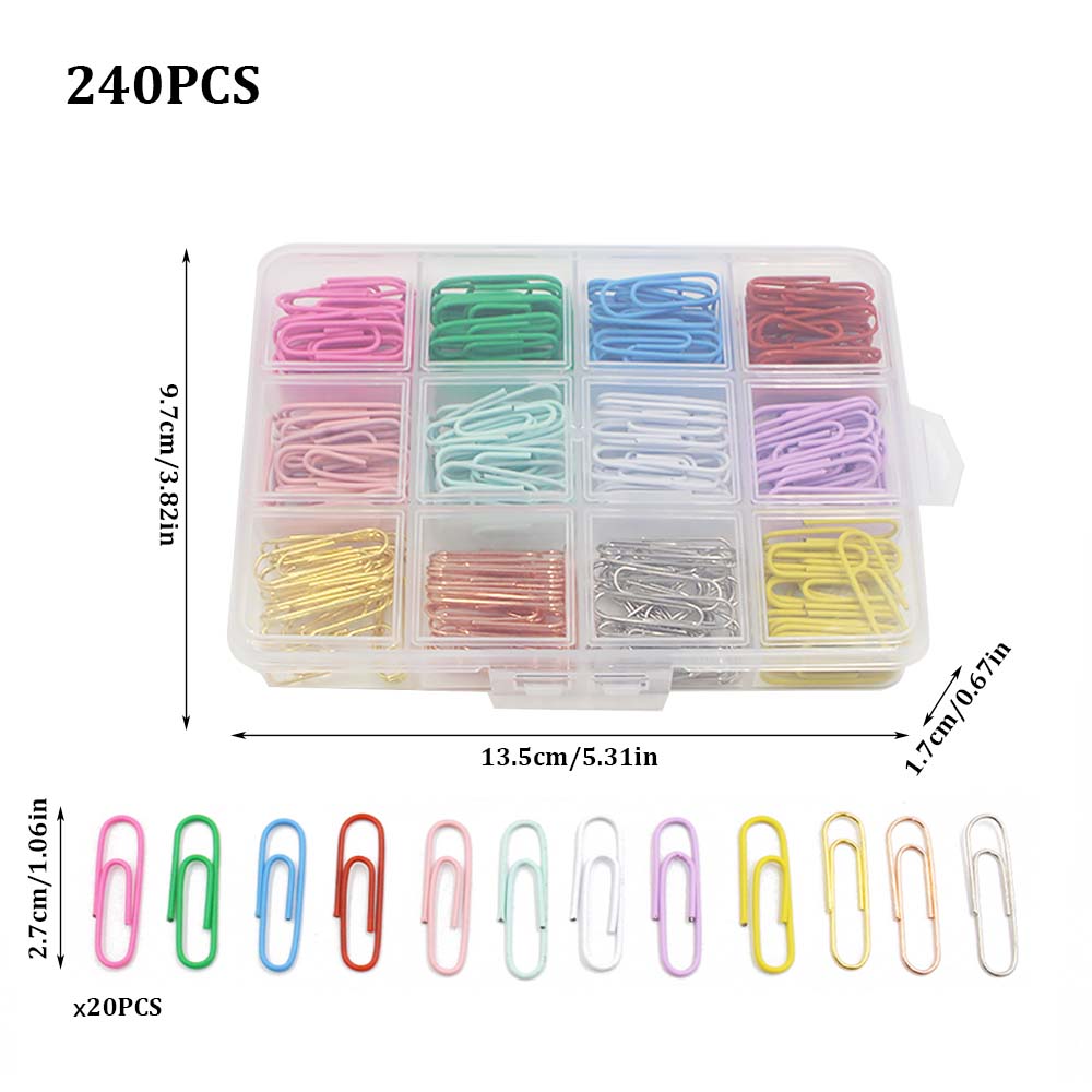 New 12-color 240-piece office paper fixed paper clip 28MMDIY financial storage paper clip set details Picture
