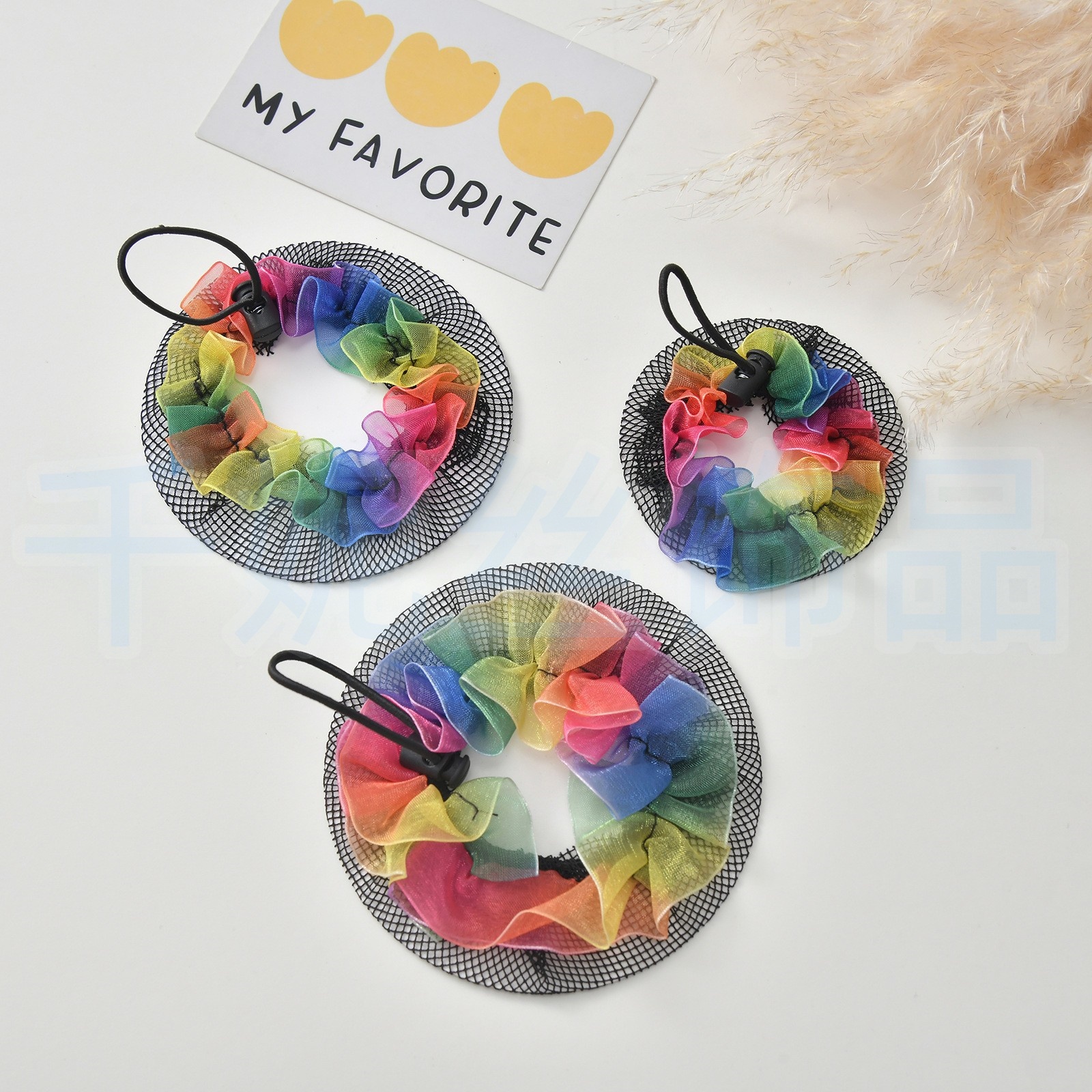 Children's hair bun net in color