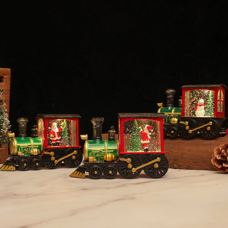 圣诞摆件节日灯小火车注水礼物盒礼物摆件儿童玩具灯桌面摆件