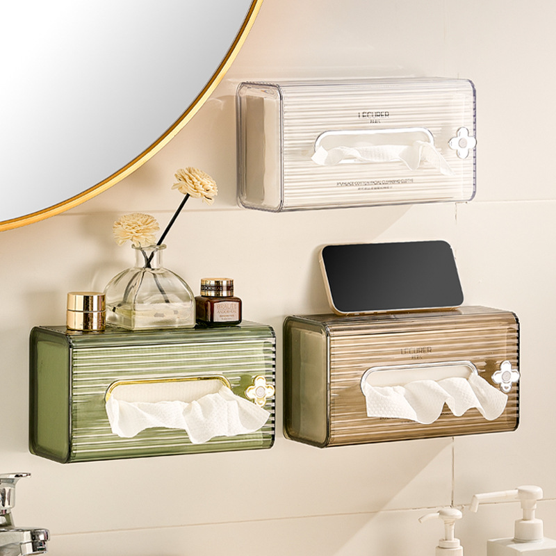 B78-SNH22072 Tissue box, wall-mounted face towel storage box, bathroom and kitchen non-perforating tissue box details Picture