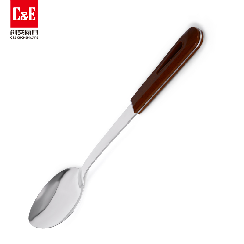 C&E Creative stainless steel spatulas, spoons, strainers, rice spoons, soup spoons, rice scoops, and wooden handles can be hung for portable storage of kitchenware for home use