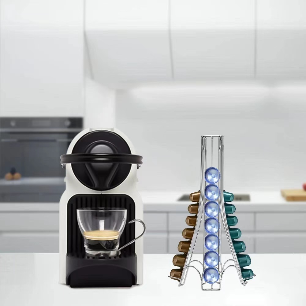 胶囊咖啡收纳架立式金属款存储架纯色32粒埃菲尔铁塔型置物架详情图5