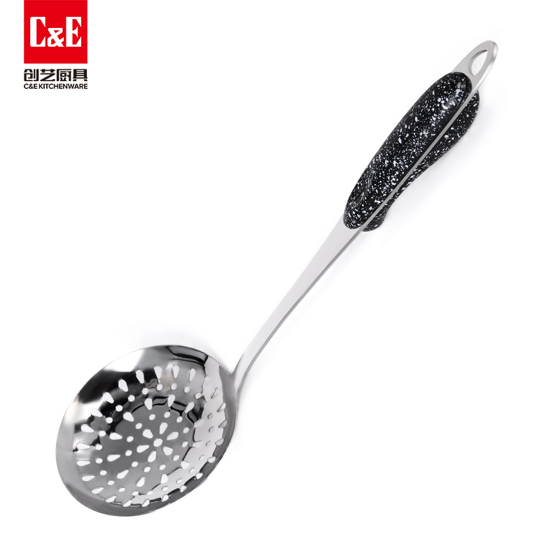 C&E Creative stainless steel spatula, rice spoon, rice noodle, steak, meat fork, goose head, wood grain handle, can be hung for portable storage of kitchenware for home use