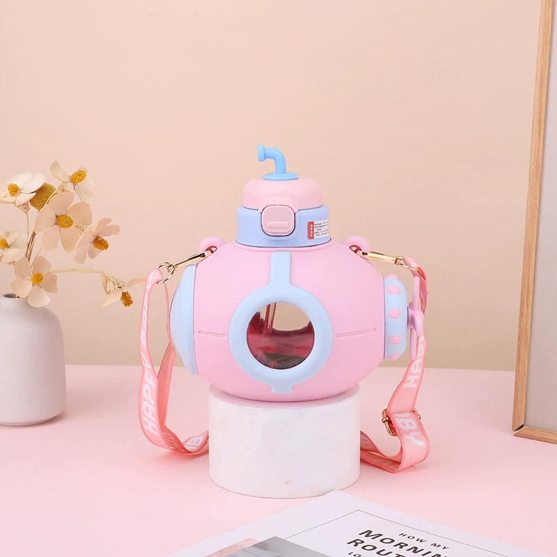 H185- Submarine Plastic Cup, Straw Cup, Cartoon Cute, anti-drop Plastic Cup, Large capacity for Boys and girls, Big Belly Cup, Big belly Cup Plastic Cup, Water cup detail image 3
