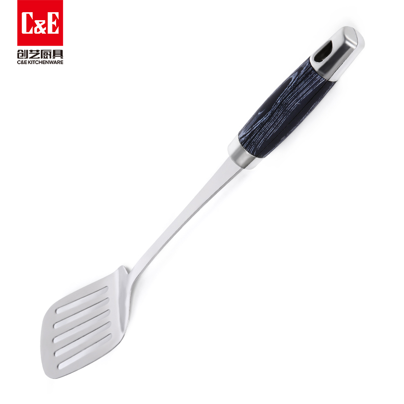 C&E Creative Kitchenware spatulas and spoons, stainless steel spatulas and spoons, rice and rice spoons, meat forks, pear wood grain handles, can be hung for portable storage of kitchenware for home use