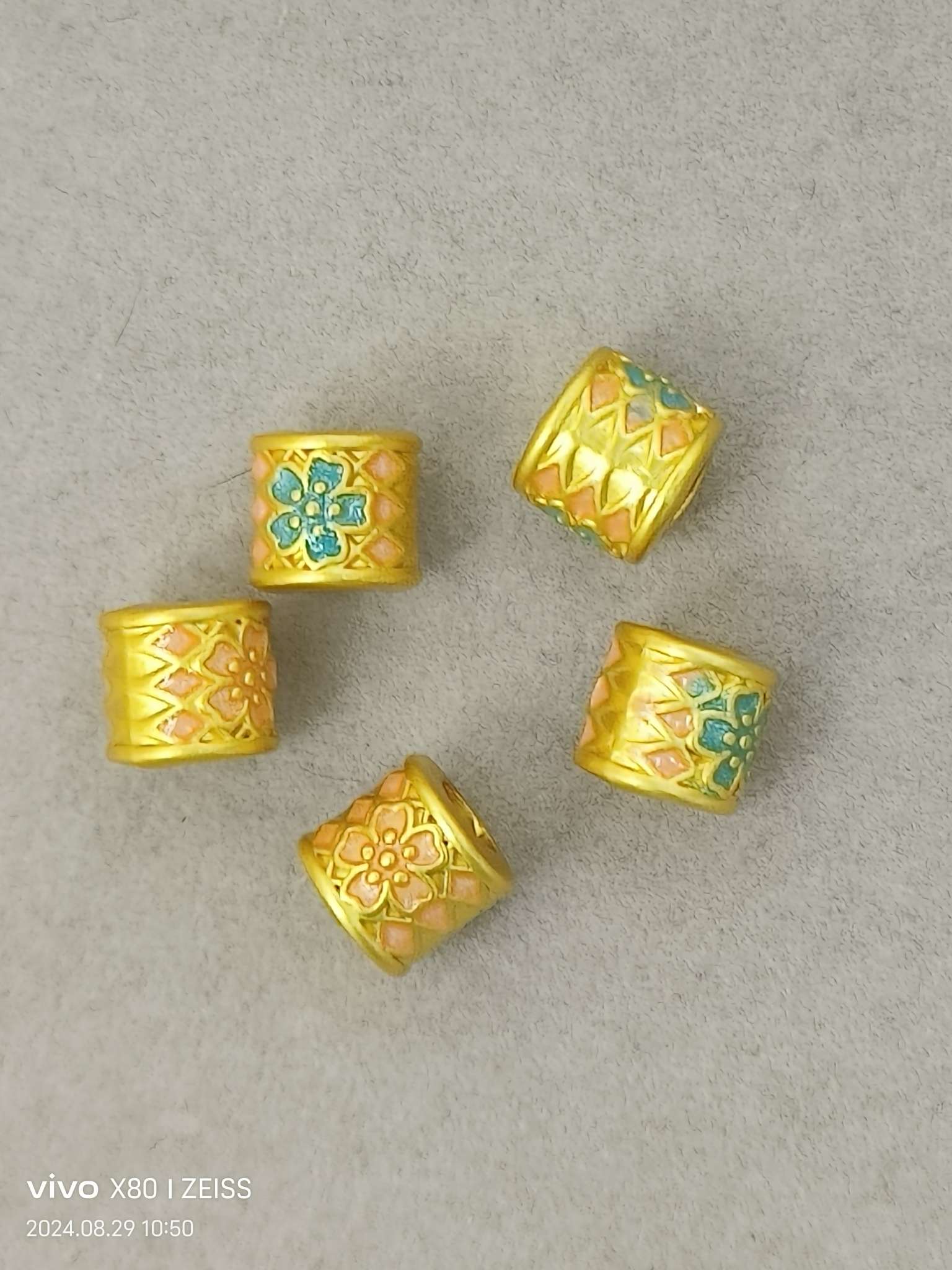 Cloisonne filigree round bead clasp, national trend enamel auspicious cloud bead copper accessory Specification image